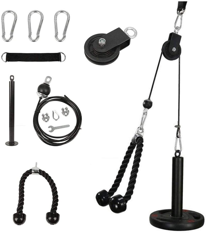 Morwealth Cable Pulley System Home Gym, LAT Pull Down Weight Pulley System Gym Fitness DIY Loading Pin Weight Lifting Triceps Rope Workout Adjustable Length Pulley Cable Machine Attachments for Home Gym - Image 1